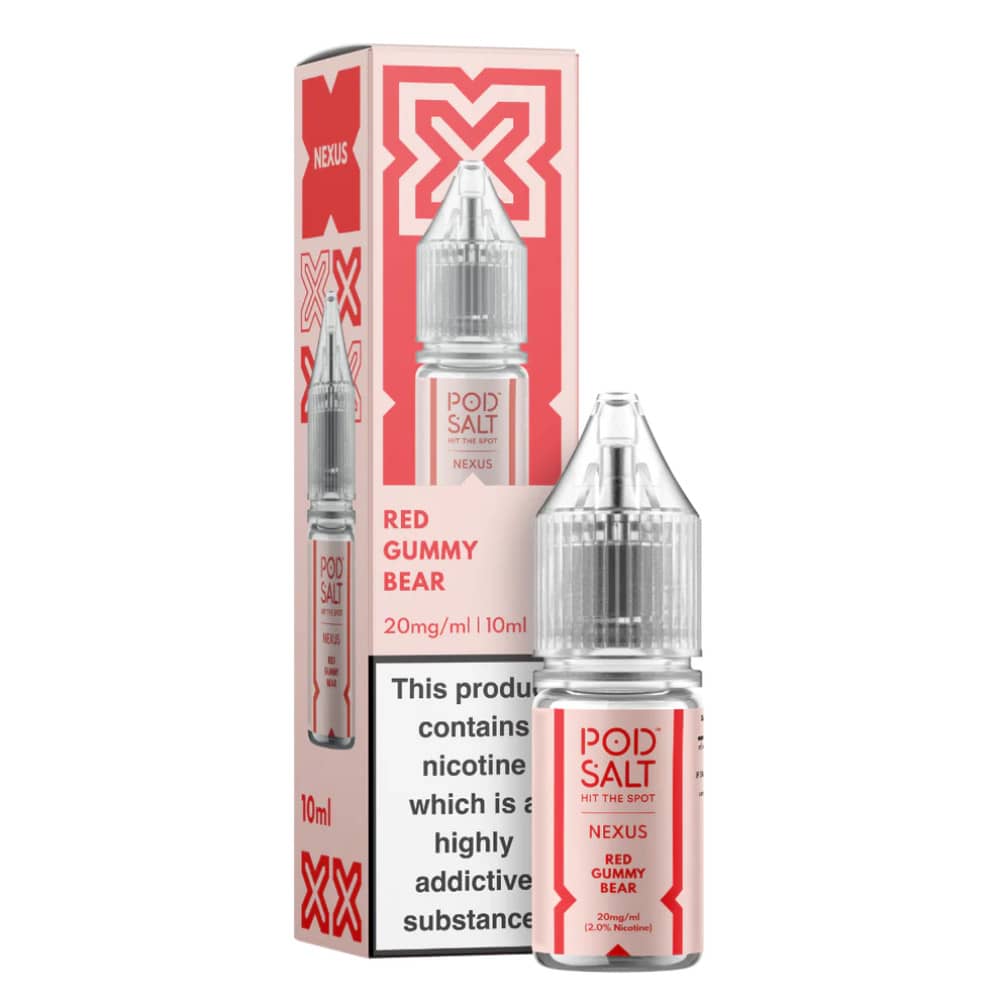 Pod Salt Nexus e liquids 10ml Box of 10 Red Gummy Bear 20mg