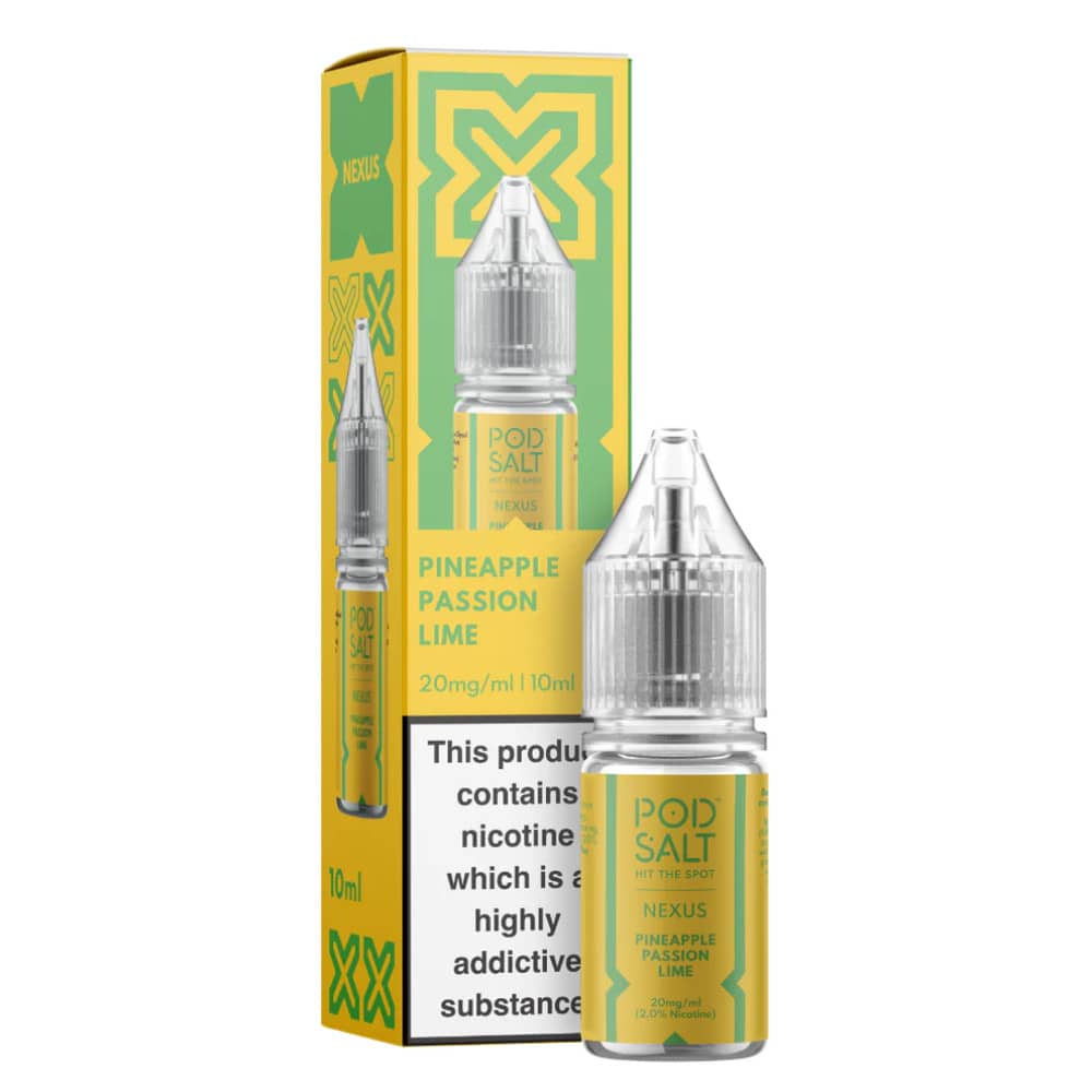 Pod Salt Nexus e liquids 10ml Box of 10 Pineapple Passion Lime 20mg