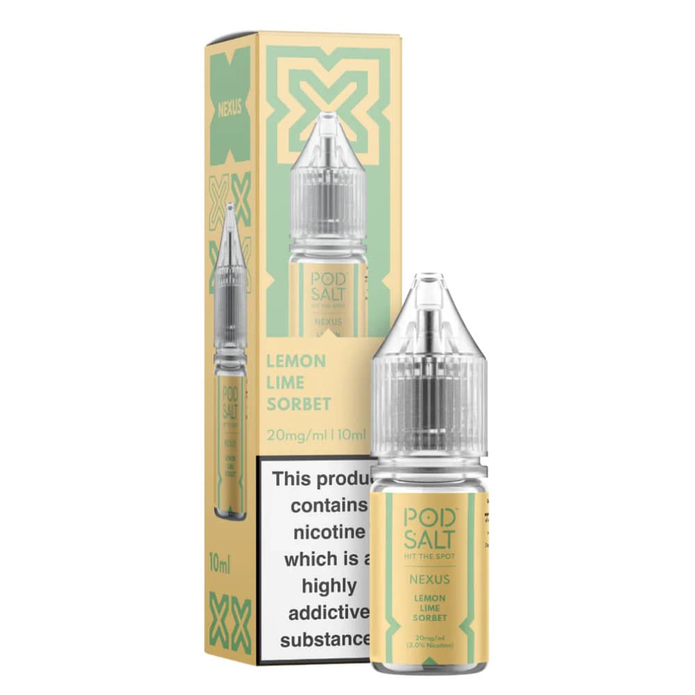 Pod Salt Nexus e liquids 10ml Box of 10 Lemon Lime Sorbet 20mg