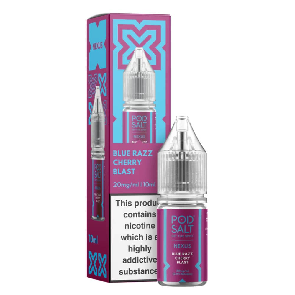Pod Salt Nexus e liquids 10ml Box of 10 Blue Razz Cherry Blast 10mg