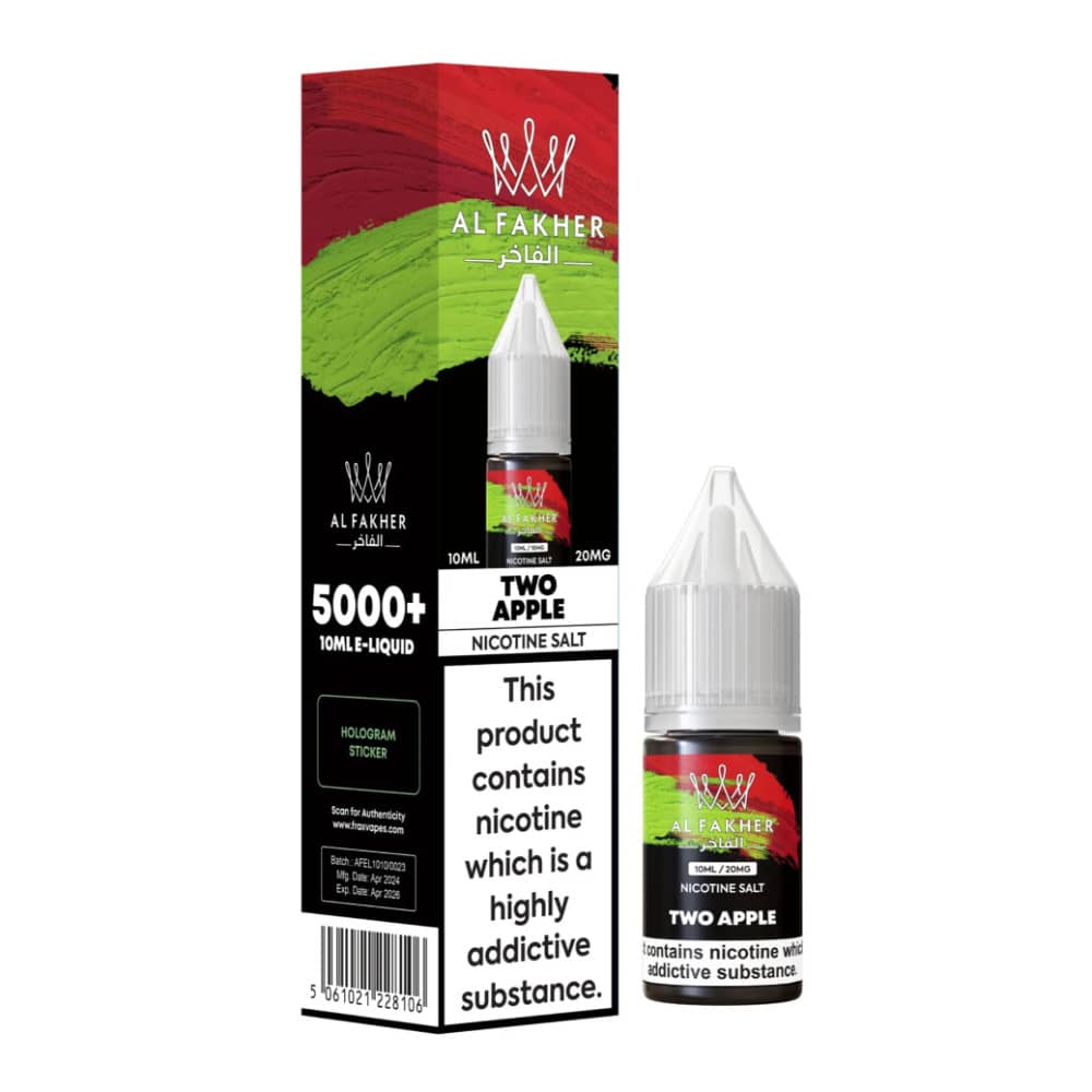 Al Fakher Nic Salts e liquids 10ml Box of 10 Two Apple 10mg