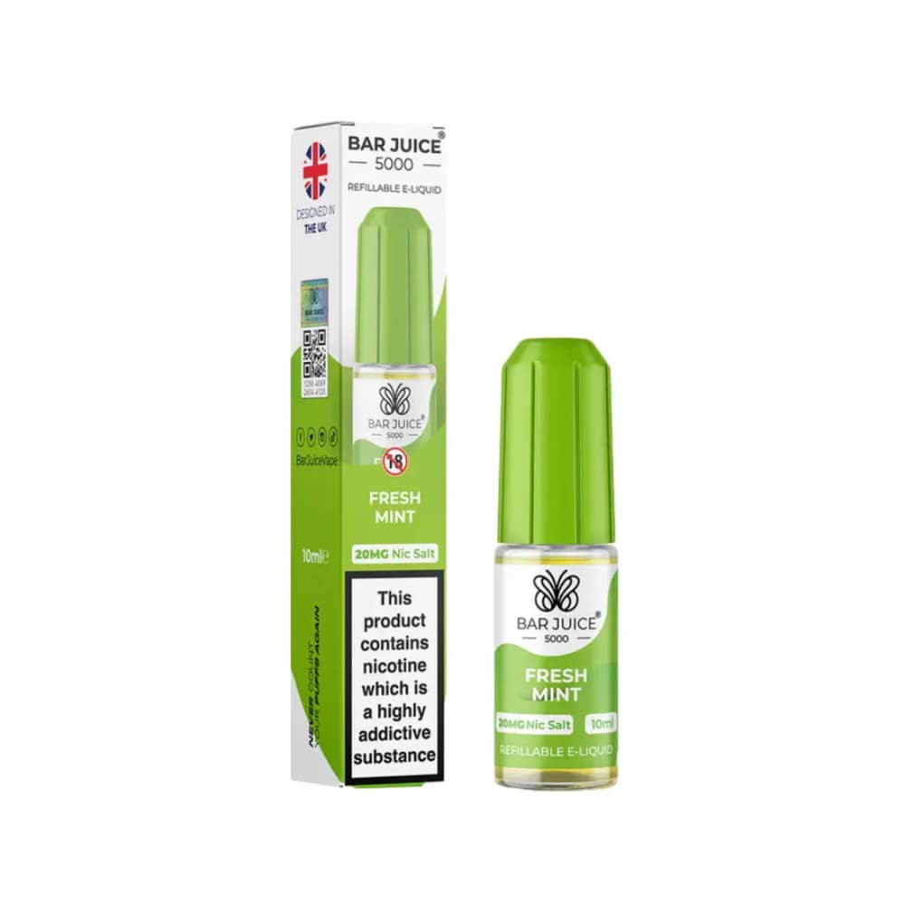 Bar Juice Nic Salts E-Liquids 10ml Box of 10 Fresh Mint 10mg