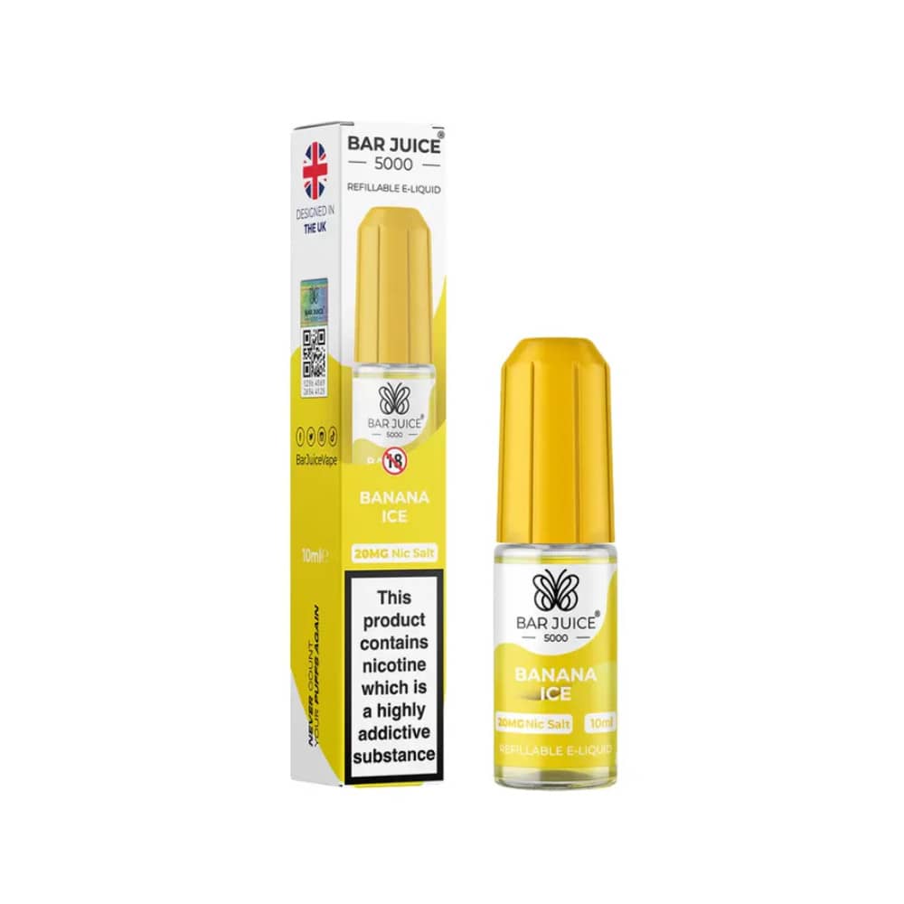 Bar Juice Nic Salts E-Liquids 10ml Box of 10 Banana Ice 10mg