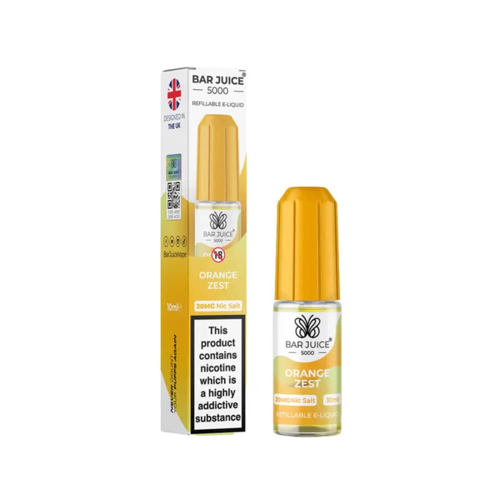 Bar Juice Nic Salts E-Liquids 10ml Box of 10 Orange Zest 10mg