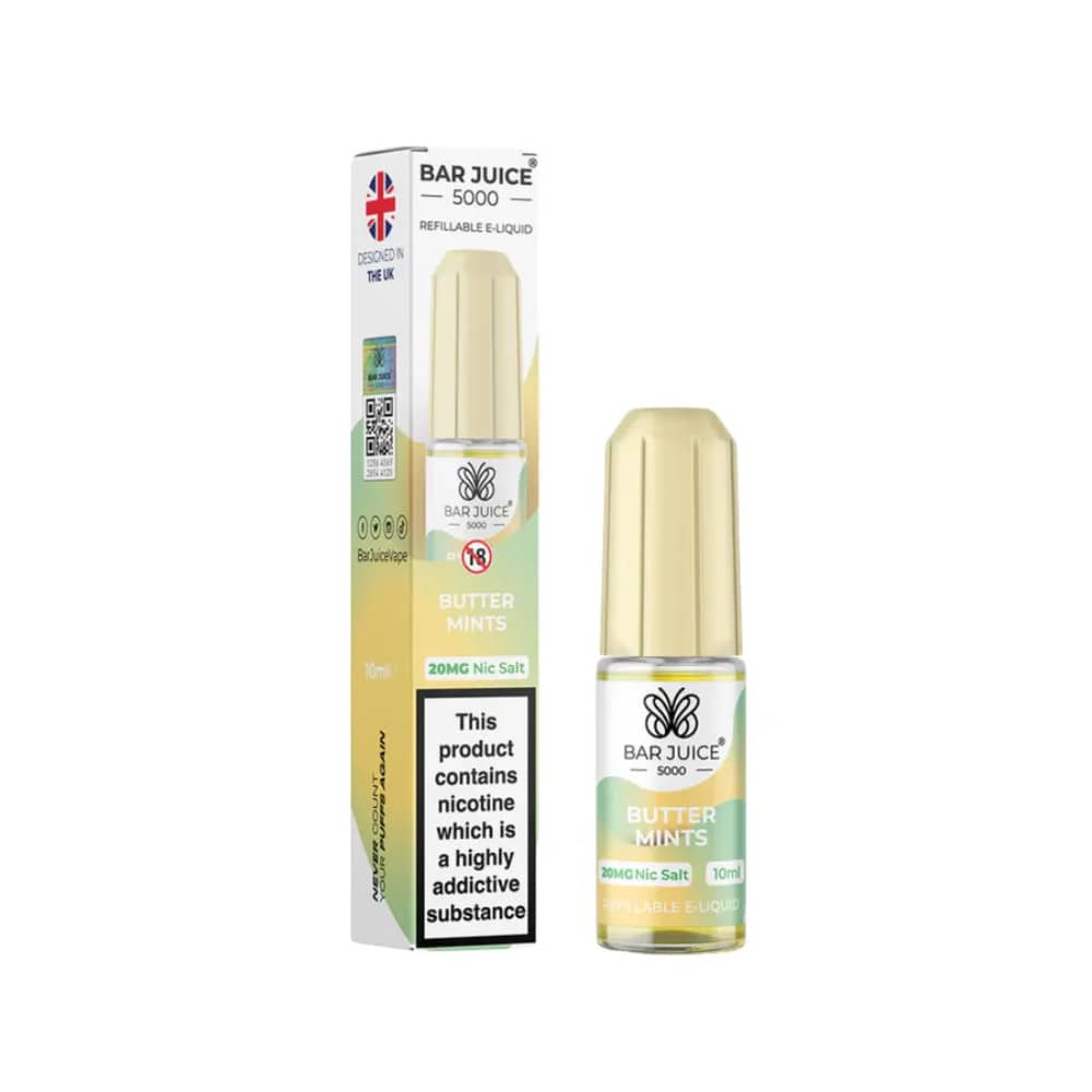 Bar Juice Nic Salts E-Liquids 10ml Box of 10 Butter Mints 10mg