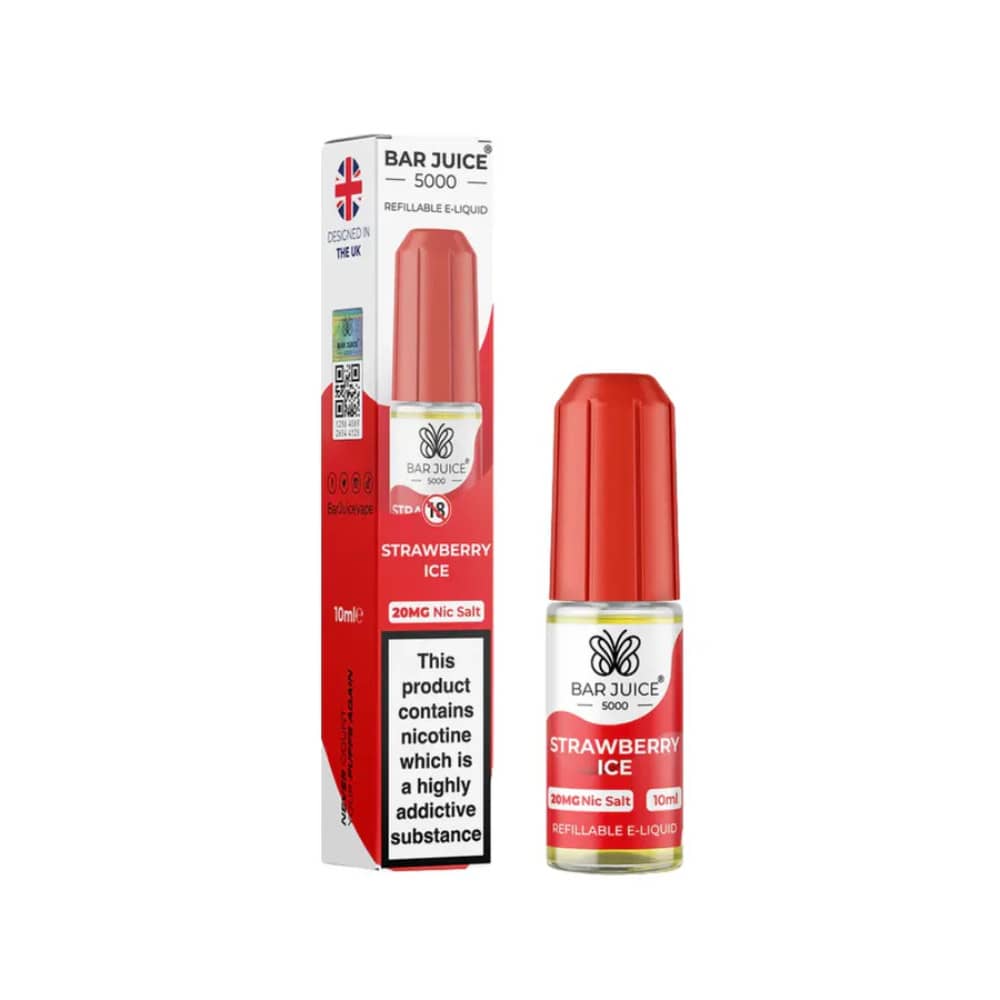 Bar Juice Nic Salts E-Liquids 10ml Box of 10 Strawberry Ice 20mg