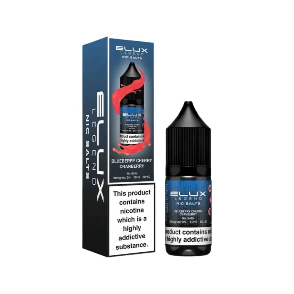 Elux Legend Nic Salts E-Liquids 10ml Box of 10 Blueberry Cherry Cranberry 10mg