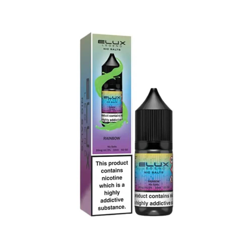 Elux Legend Nic Salts E-Liquids 10ml Box of 10 Rainbow 10mg