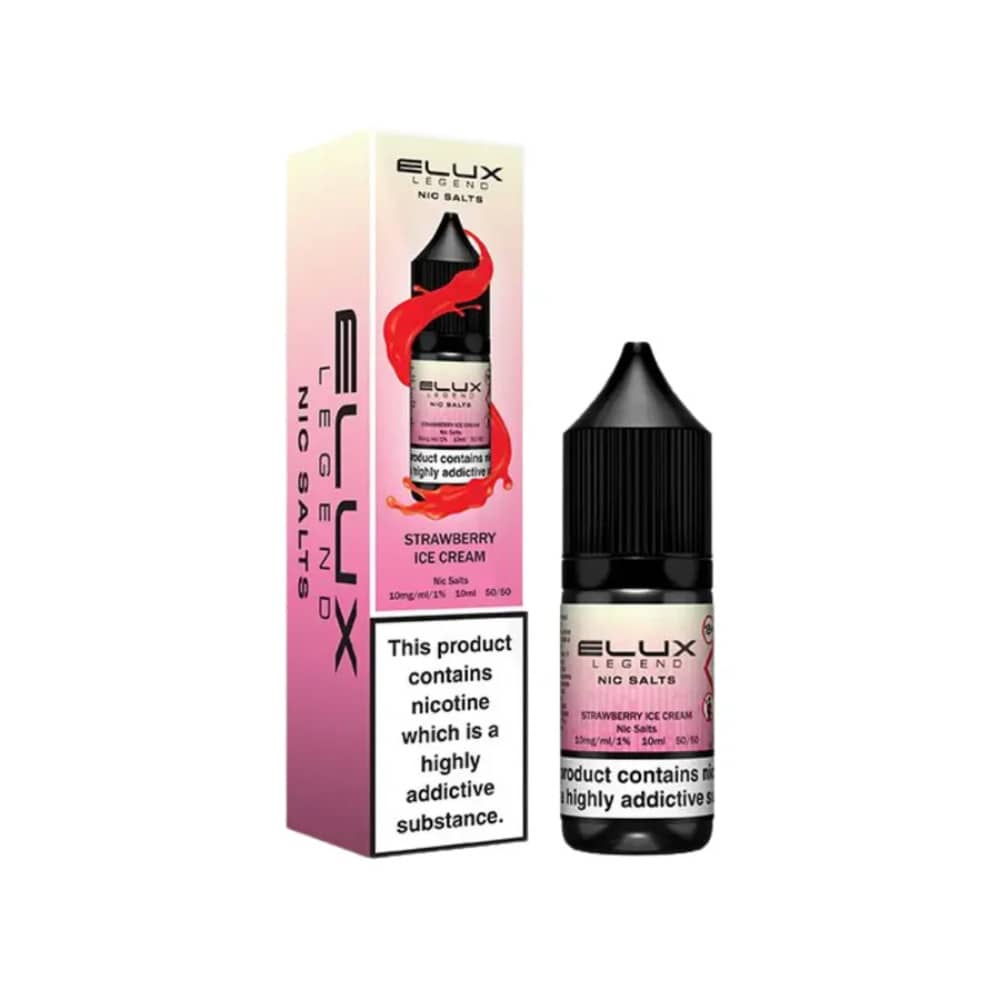 Elux Legend Nic Salts E-Liquids 10ml Box of 10 Strawberry Ice Cream 10mg
