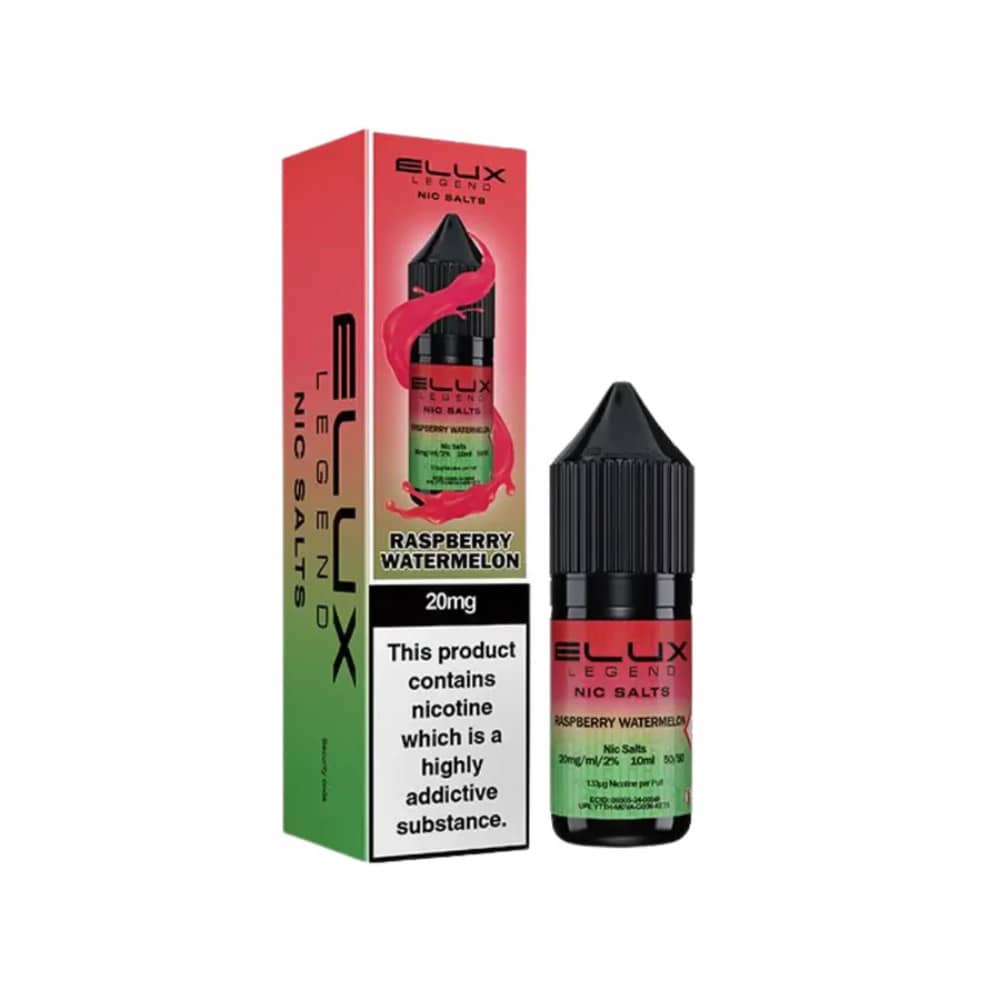 Elux Legend Nic Salts E-Liquids 10ml Box of 10 Raspberry Watermelon 10mg