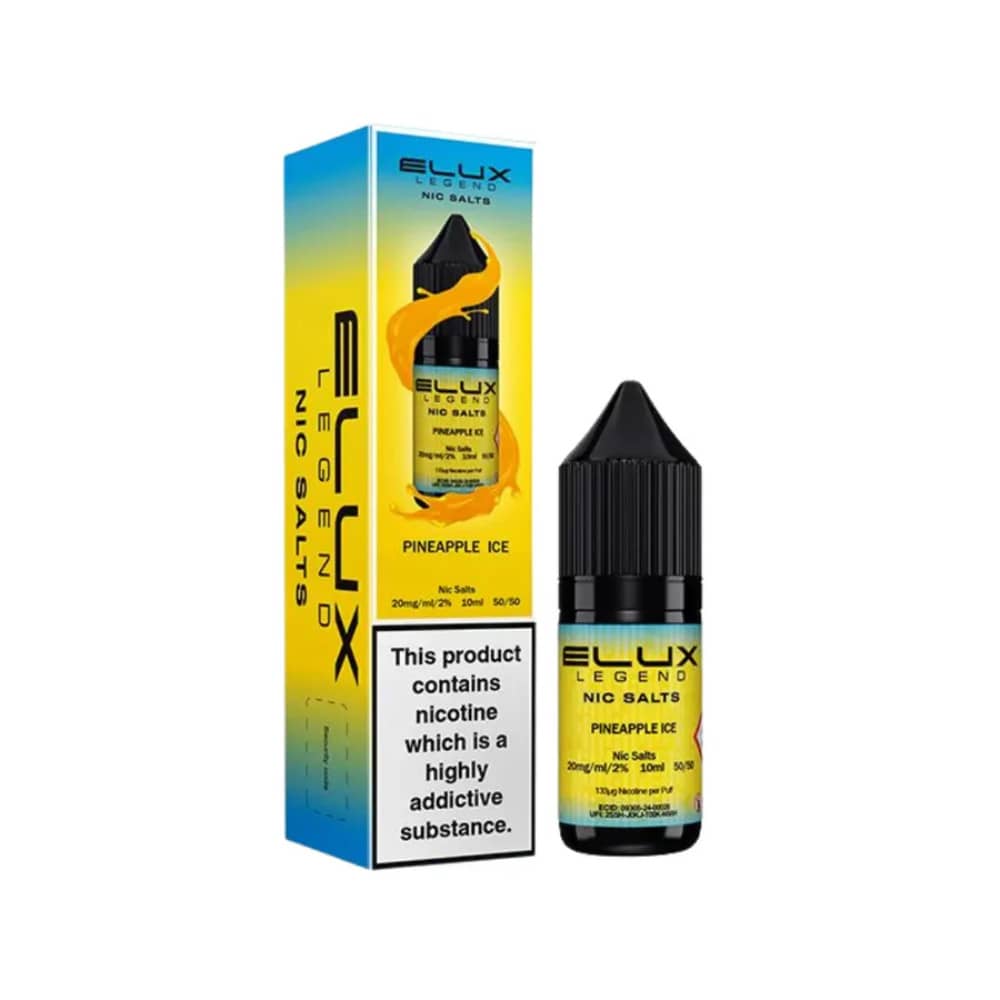 Elux Legend Nic Salts E-Liquids 10ml Box of 10 Pineapple Ice 10mg