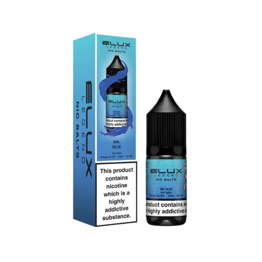Elux Legend Nic Salts E-Liquids 10ml Box of 10 Mr Blue 20mg