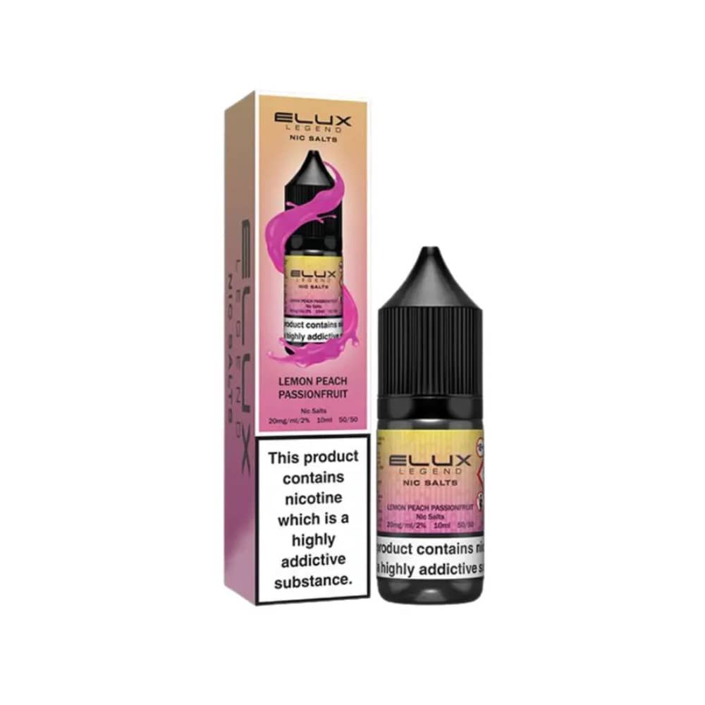 Elux Legend Nic Salts E-Liquids 10ml Box of 10 Lemon Peach Passionfruit 20mg