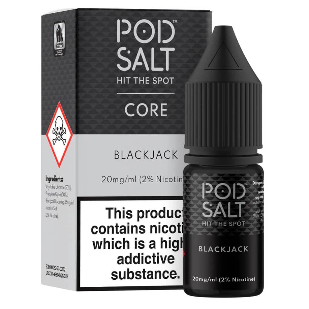 Pod Salt Core Nic Salts e liquids 10ml Box of 5 Black Jack 11mg