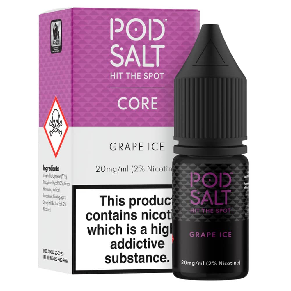 Pod Salt Core Nic Salts e liquids 10ml Box of 5 Grape Ice 11mg