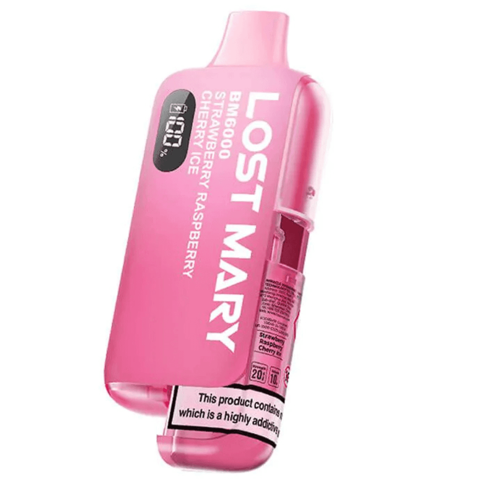 Lost Mary Bm6000 Vape Kit Box of 5 Strawberry Raspberry Cherry Ice