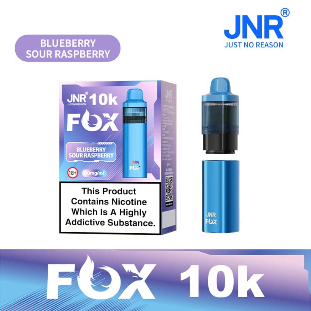 JNR Fox 10k Prefilled Vape Kit Box of 5 Blueberry Sour Raspberry