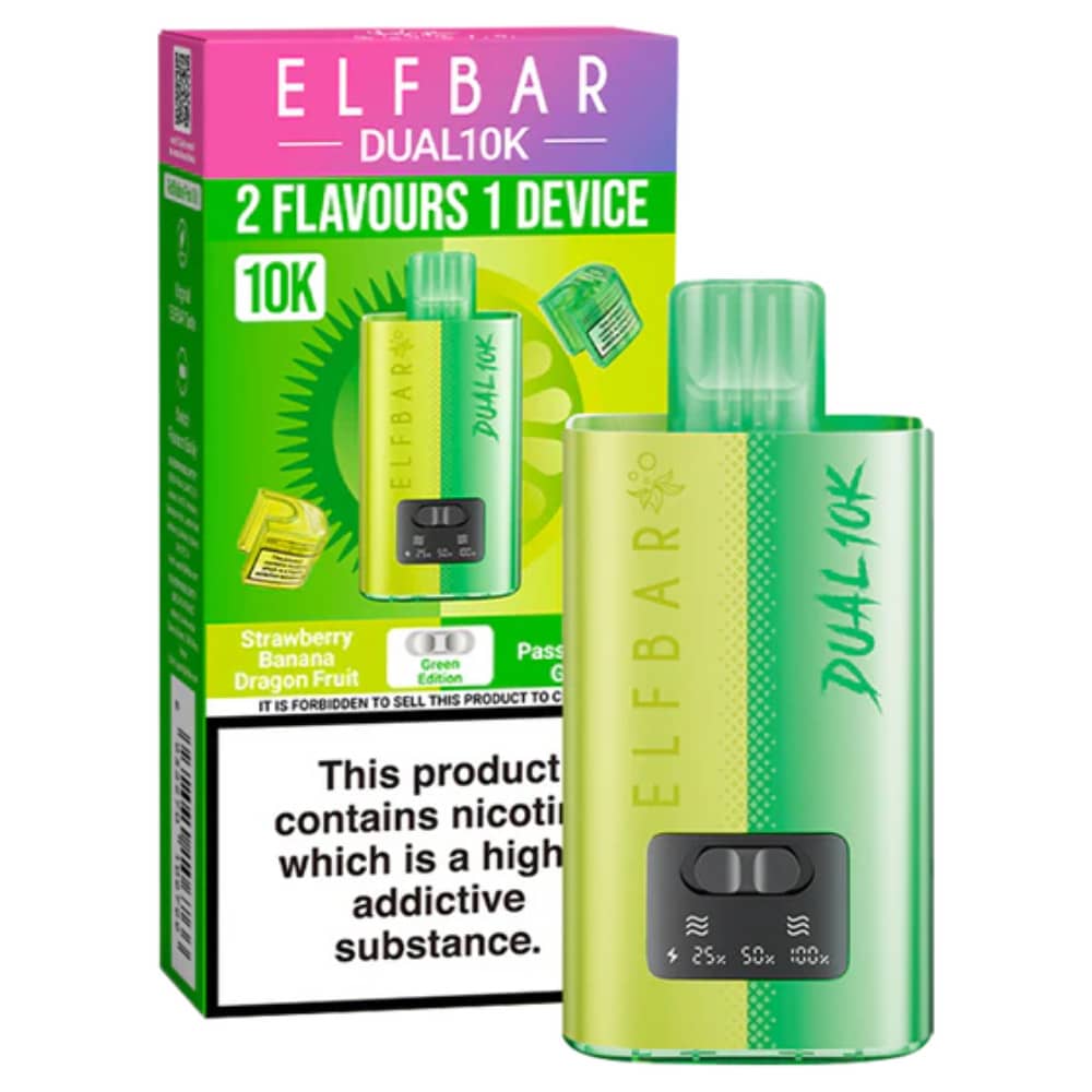 Elf Bar Dual 10k Vape Kit Box of 5 Green Edition