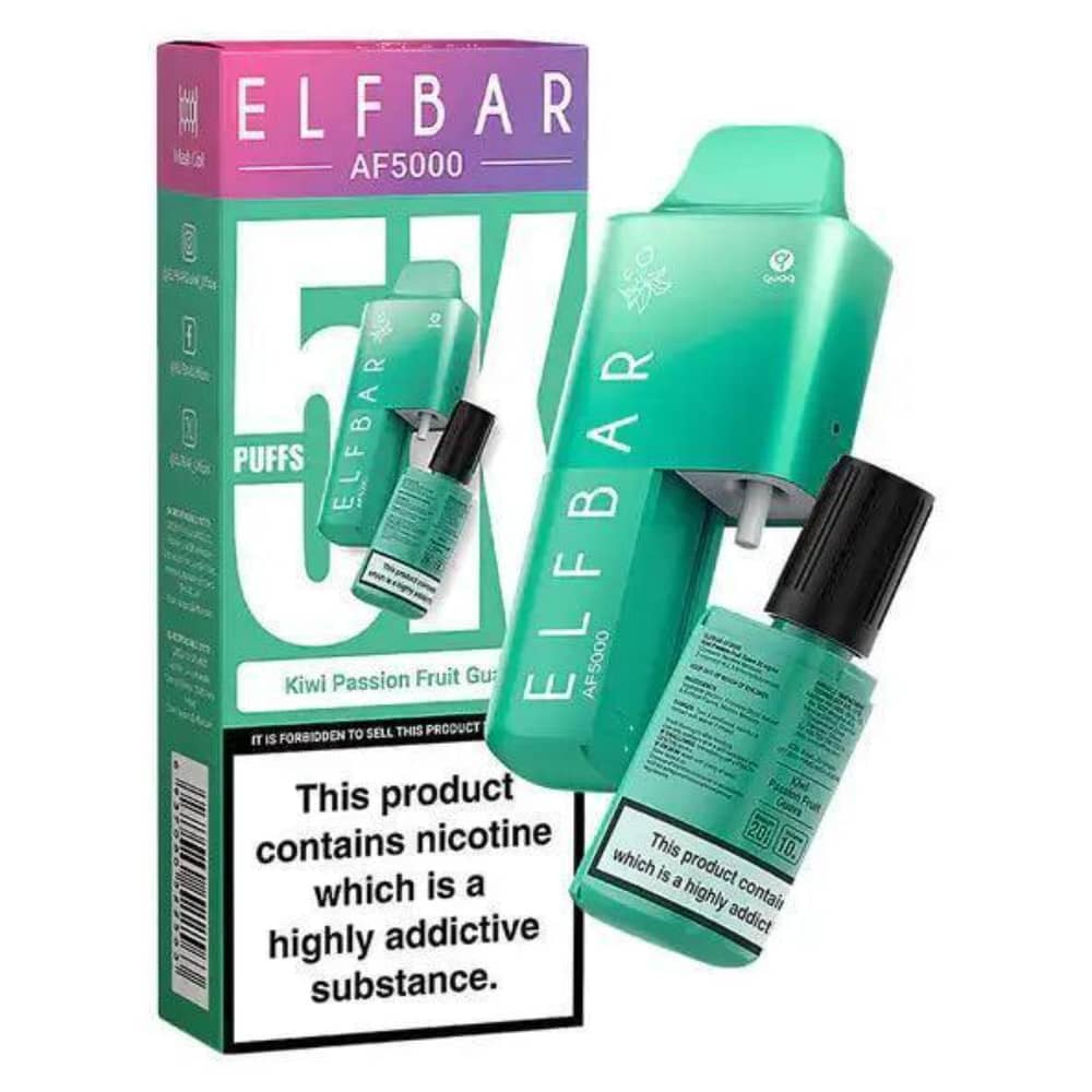 Elf Bar Af5000 Vape Kit Box of 5 Kiwi Passion Fruit Guava