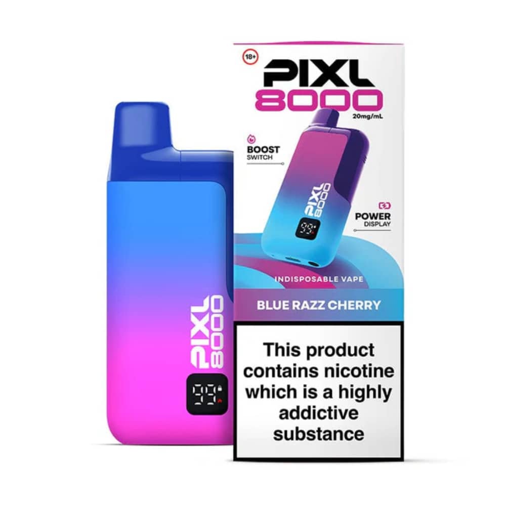 Pixl 8000 Prefilled Vape Kit Box of 5 Blue Razz Cherry