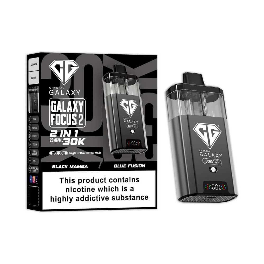Crystal Galaxy 30k Focus 2 Vape Kit Box of 5 Black Mamba/Blue Fusion