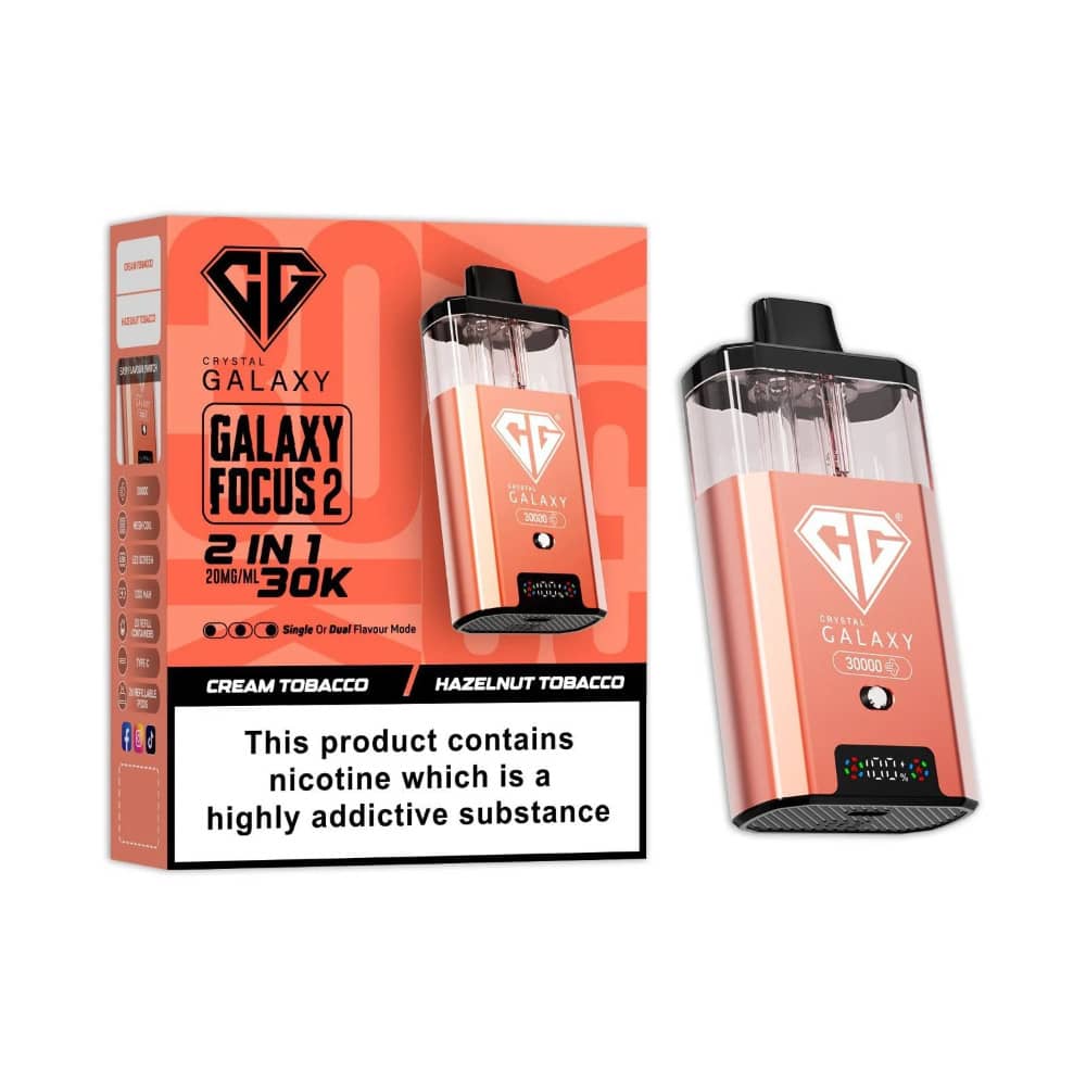 Crystal Galaxy 30k Focus 2 Vape Kit Box of 5 Cream Tobacco/Hazelnut Tobacco