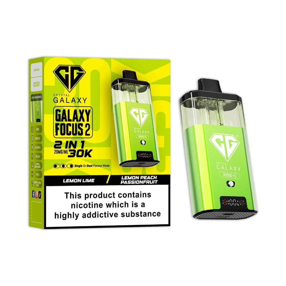 Crystal Galaxy 30k Focus 2 Vape Kit Box of 5 Lemon Lime/Lemon Peach Passion Fruit