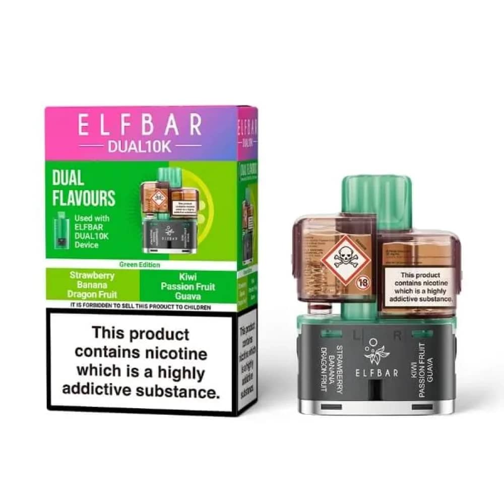 Elf Bar Dual 10k Pods Pack of 5 Green Edition