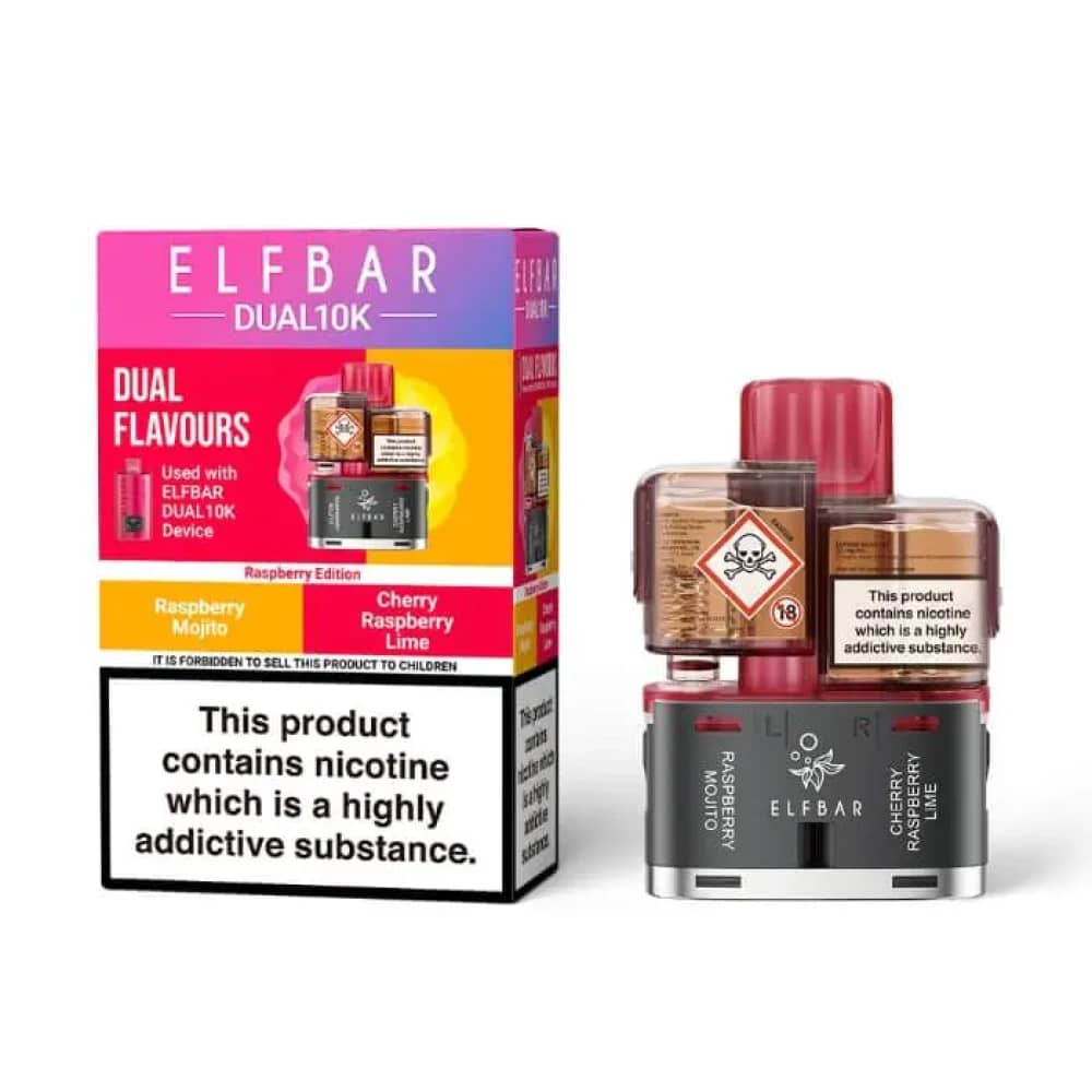 Elf Bar Dual 10k Pods Pack of 5 Raspberry Edition