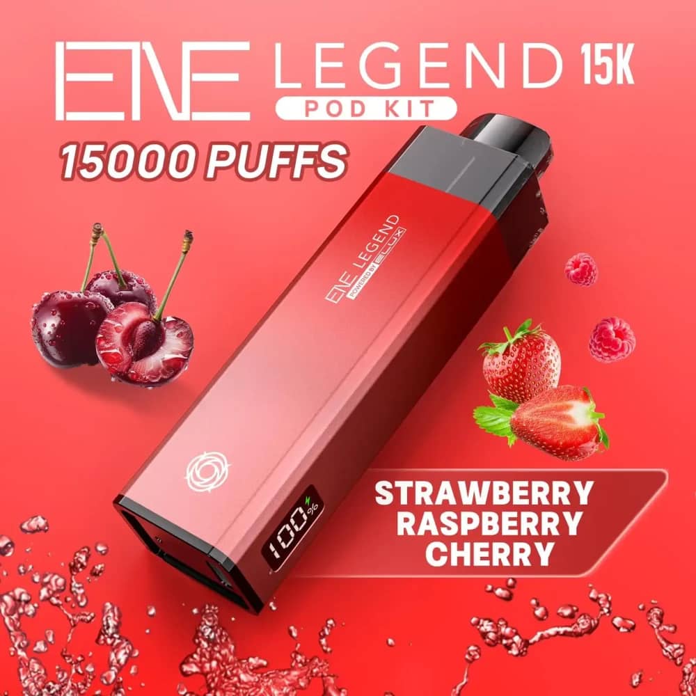 Elux Ene Legend 15k Vape Kit Box of 5 Strawberry Raspberry Cherry Ice