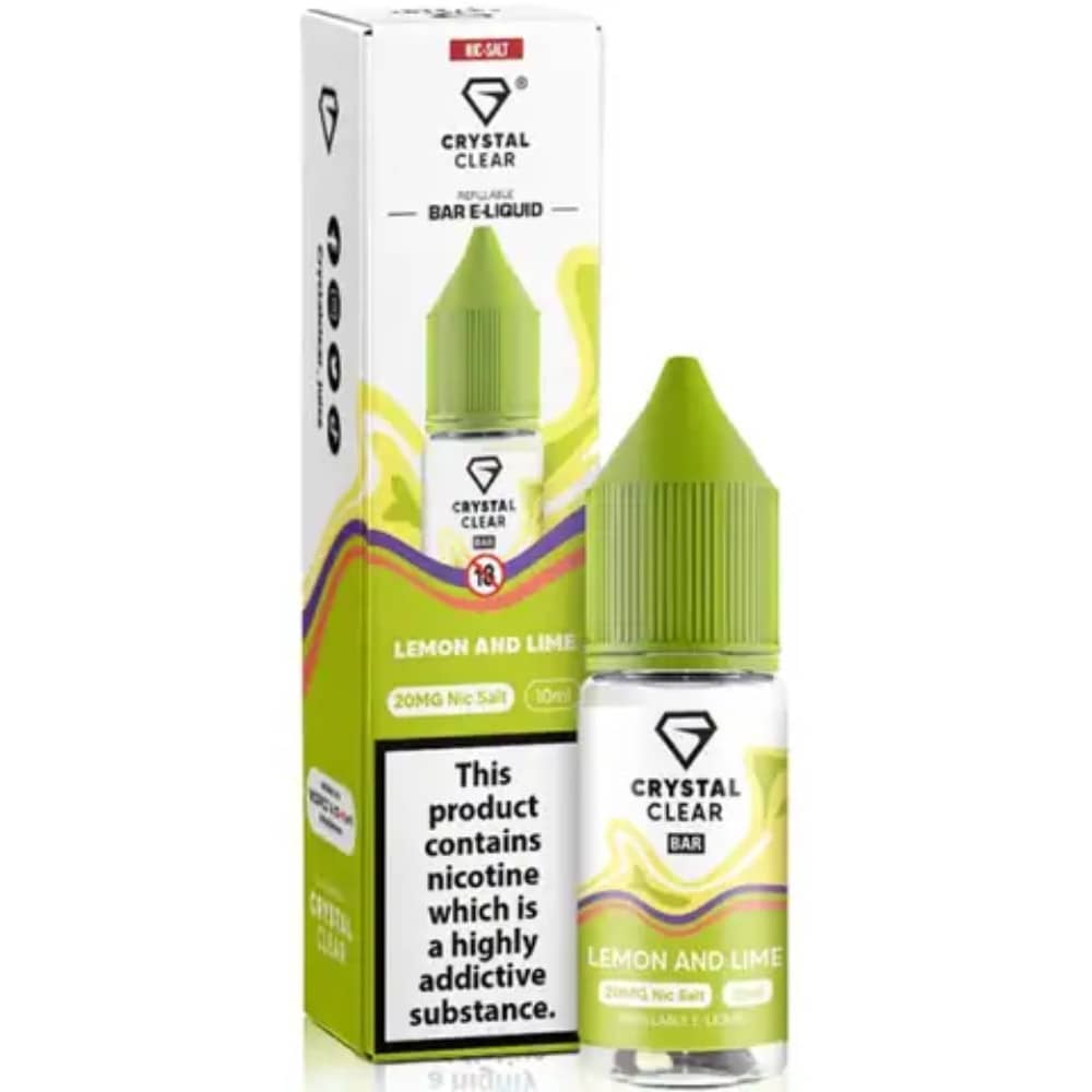 Crystal Clear Nic Salts e liquids 10ml Box of 10 Lemon Lime 10mg