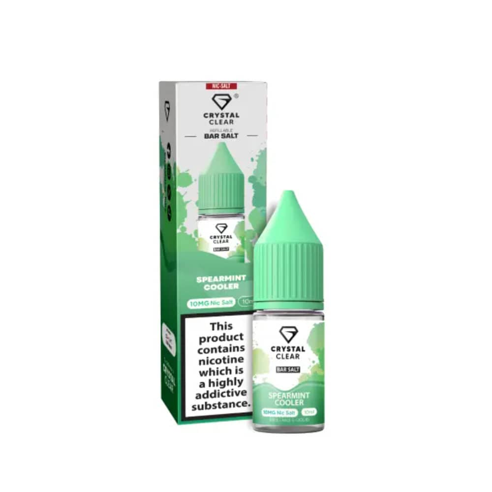 Crystal Clear Nic Salts e liquids 10ml Box of 10 Spearmint Cooler 20mg