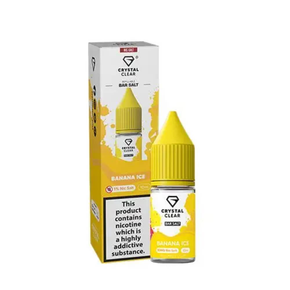 Crystal Clear Nic Salts e liquids 10ml Box of 10 Banana Ice 10mg