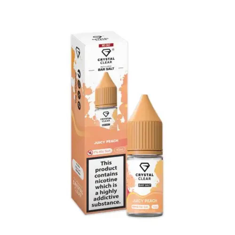 Crystal Clear Nic Salts e liquids 10ml Box of 10 Juicy Peach 20mg