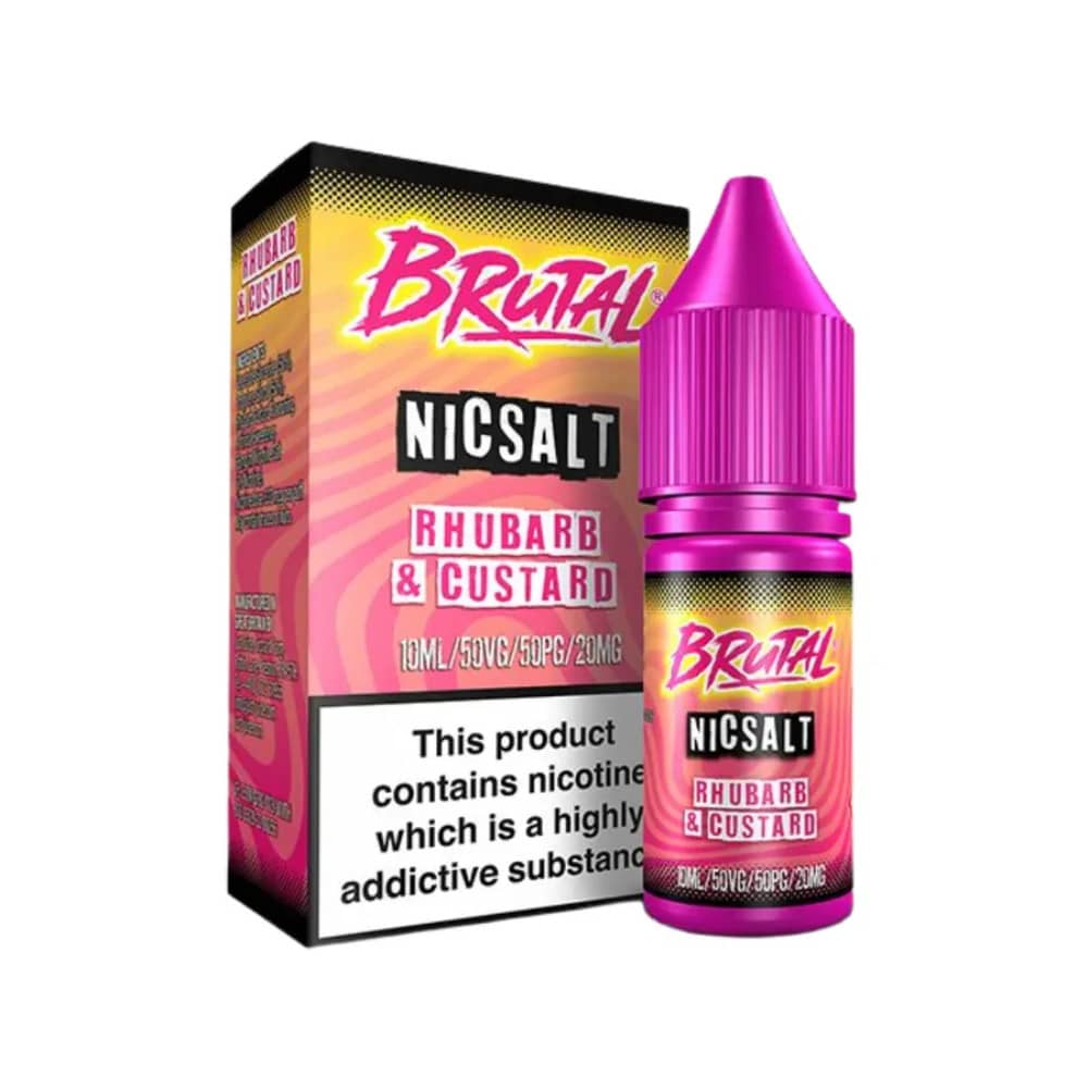 Just Juice Brutal Nic Salts e liquids 10ml Box of 5 Rhubarb & Custard 20mg